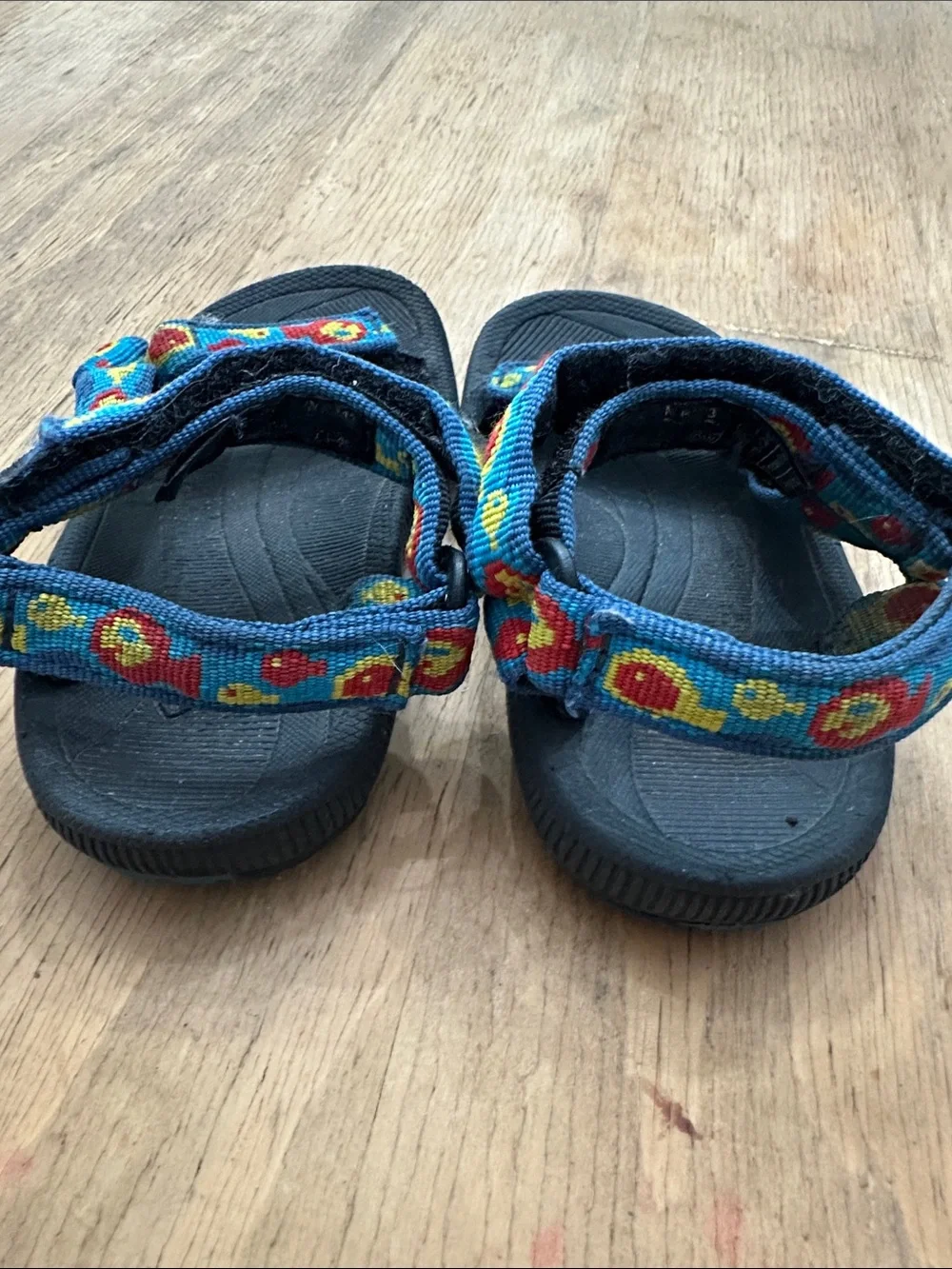 Teva Kids Blue Strap Sandals with Red & Yellow Fish Accents